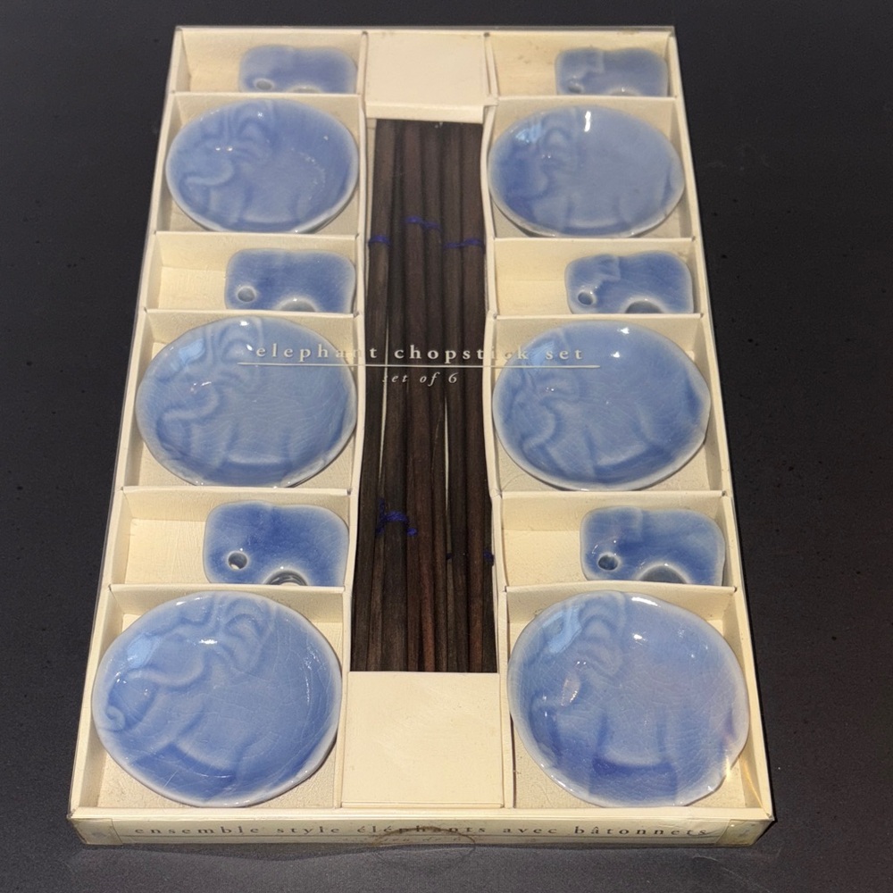 Pier 1 Blue Elephant Chopstick Set